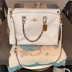 Coach Cream and Brown Shoulder Bag